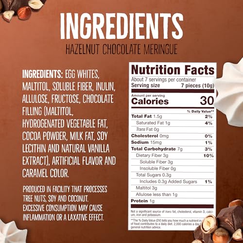 Don't Worry Low Calorie Meringue Cookies - 4 Pack - Hazelnut, Mint & Chocolate | Chocolate Filled Center |Only 4 Calories per Piece, Low Sugar, Gluten Free, Keto Friendly and Healthy Snacks for Adults