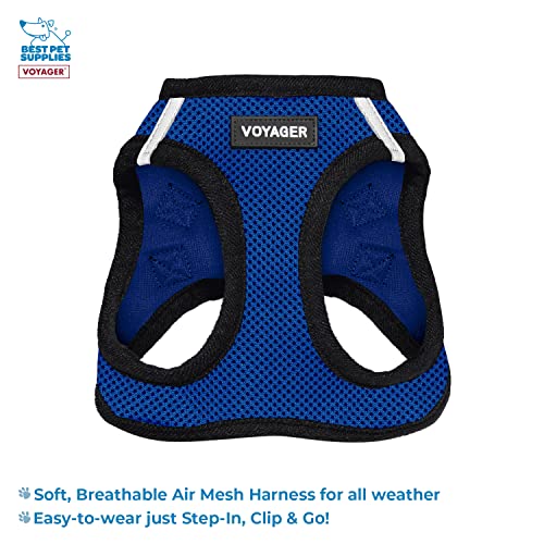 Image of Voyager Step-in Air All Weather Mesh Harness and Reflective 5 ft Dog Leash with Neoprene Handle for Small, Medium and Large Breed Puppies by Best Pet Supplies - Royal Blue Base, L