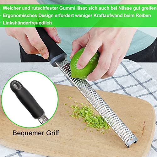 Parmesanreibe Käsereibe Zitronenreibe Edelstahl Reibe mit Rasiermesser-Scharfe Klinge, Fein Zester Reibe Knoblauchreibe Ingwerreibe Muskatreibe Raspel Küchenreibe für Käse Zitronen Spülmaschinenfest