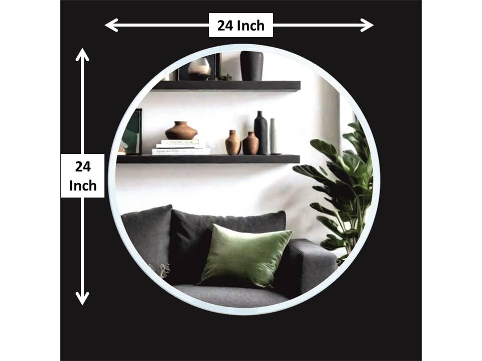 Image of Ali.G.I - Vanity Round Wall Mirror with Bright White Frame in 24 Inch / / Elegant Mirror for Bathroom, Bedroom, Living Room, Office, Entryways, Hotel, Restaurant (White, 24 Inch)