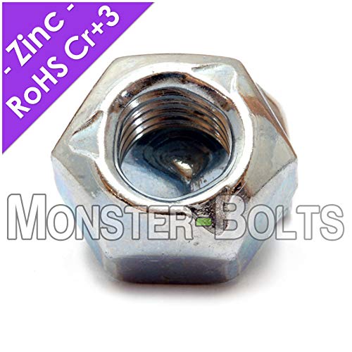 Monsterbolts M10-1.50 - Qty 10 - Zinc Plated Hex Cone Prevailing Torque All Metal Lock Nuts, Class 10 Steel Din 980V Cr+3 Rohs thumb #3