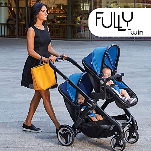 Chicco Fully Twin Doppelkinderwagen von 0 Monaten bis 15 kg, Umwandelbar in Zwillingskinderwagen, Doppelbuggy oder Doppelkinderwagen, mit 19 Konfigurationen, Klappbar, Sonnenverdeck