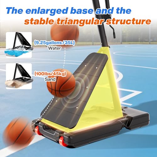 Image of AWII SPORT Basketball Hoop Outdoor 40&44&48 Inch Impact Backboard, 5.3-10FT Height Adjustable Basketball Hoop Goal System with Portable Wheels for Adults