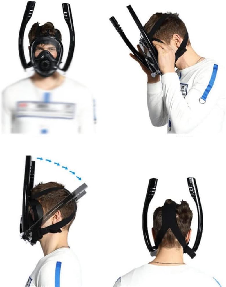 Snorkel Mask Full Face, 180° View Anti-Fog Anti-Leak Snorkeling Mask, Safety Breathing System for Adult Youth Kids