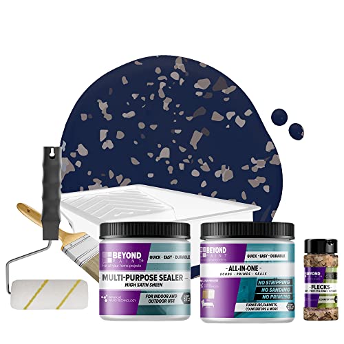 Beyond Paint Countertop Makeover Kit with Paint, Sealer, Flecks and Tools for Countertops, Navy