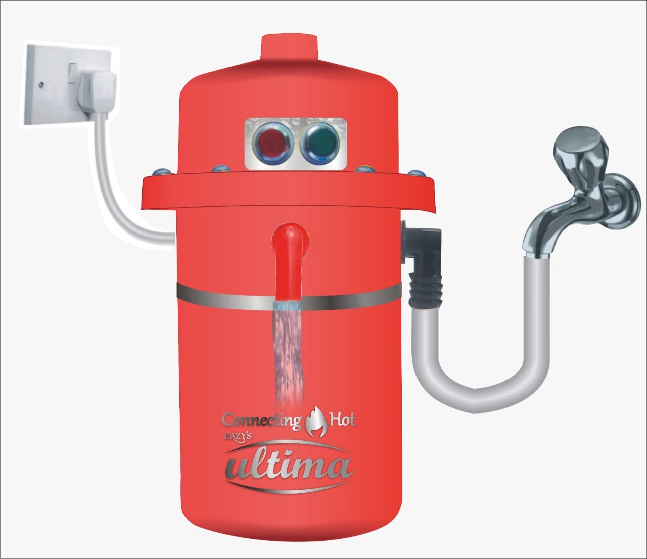 Tech-lobby ® Instant Water Geyser 1 Litre Portable Heater abs Plastic, auto Cut Off and Outlet Thread Color red (ULTIMA)