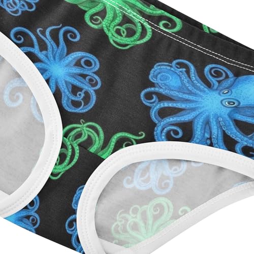 Toddler Girls Underwear 2t Cotton Panties Little Girl Fun Print Briefs Underpants Vibrant Blue Green Octopuses4
