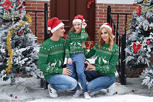 Image of Aiboria Matching Family Ugly Christmas Reindeer Snowflakes Sweater Pullover for Women /Men /Boys /Girls