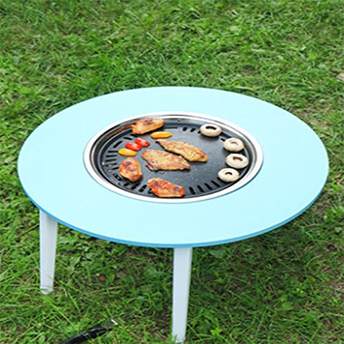 Mesa de barbacoa al aire libre para patios pequeños, parrilla coreana de carbón con olla caliente, perfecta para cocinar y entretener, diseño compacto para espacios limitados