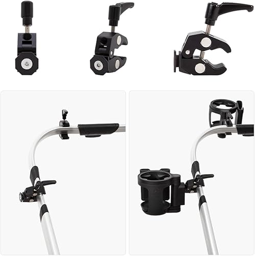 Miniatura 3 de HOUSBAY Portavasos universal para cochecito con soporte para teléfono, portavasos 3 en 1, gran calibre, botella de leche y soporte para bebidas
