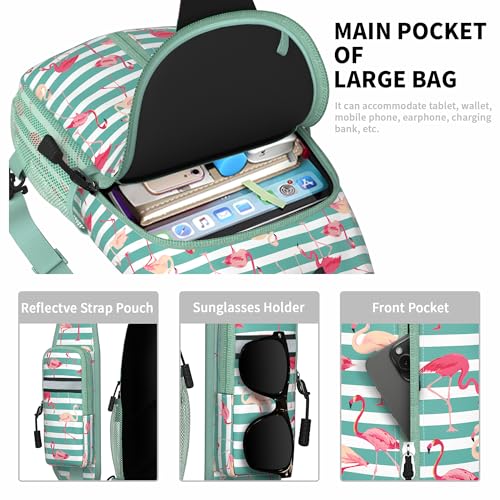 Image of Flamingo Sling Bag For Women Men Small Crossbody Bags Mini Water Resistant Casual Chest Bag Backpack Shoulder Daypack For Travel Hiking