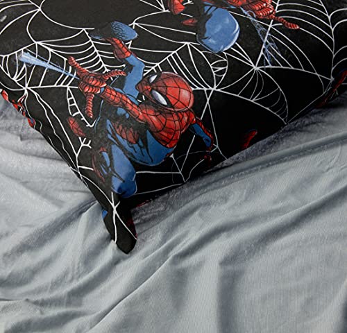 Lençol de malha solteiro 2 peças Linha Disney Homem Aranha teia preta