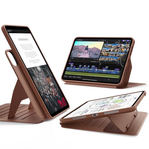 Image of ESR for iPad Pro 11 Inch Case (M5 /M4) 2025 /2024, Removable Magnetic Cover with Pencil Charging & Storage, Adjustable Portrait /Landscape Stand, 9 Standing Angles, Shift Series, Brown