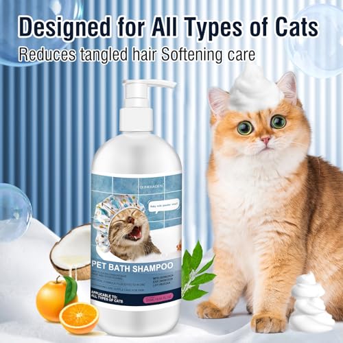 500ml 16.9 Fl Oz Cat Shampoo for Cats and Kittens Gentle Care for Itchy and Sensitive Skin Long-Lasting Aromatic Shower Gel Purely Botanical Formula Pet Shampoo - Image 4