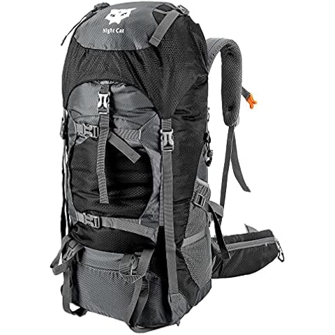 Night Cat Wanderrucksack 70L Rucksack Trekkingrucksack Reiserucksack Herren Damen Wasserdicht Atmungsaktiv Cover