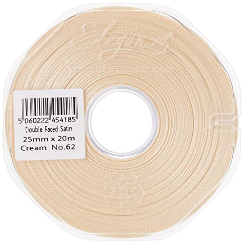 ELEGANZA Double Faced Satin 25mm x 20m Cream No.62, 25 mm x 20 m - Image 3