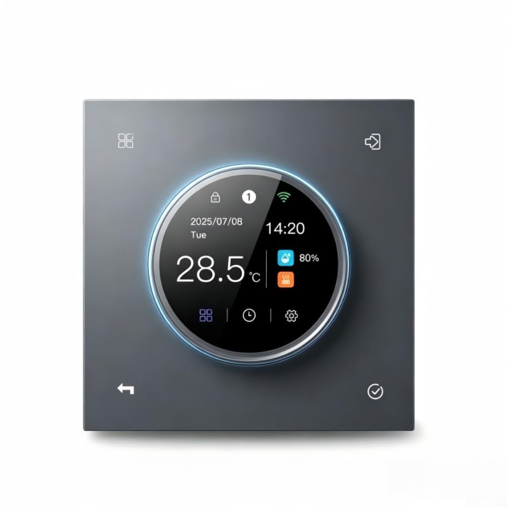 Termostato ambiente WLAN per riscaldamento a pavimento elettrico 3200 W (riscaldamento elettrico 16 A) | per Tuya Smart App, telecomando, carico 16A, display a colori TFT, funzionamento intuitivo tramite manopola