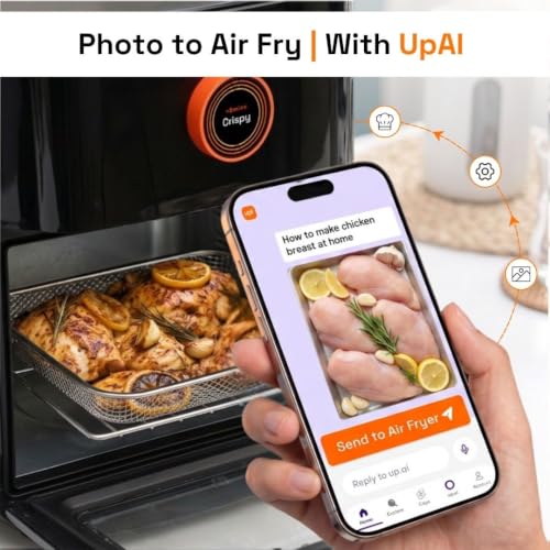 Image of Upliance Air Fryer Oven 12L | AMOLED Smart Dial | Crispy, Juicy & Golden Texture Control | Fry, Bake, Grill & Roast | 360 Air Circulation | 90% Less Oil | See-Through Window | 1800W | 2 Yr Warranty