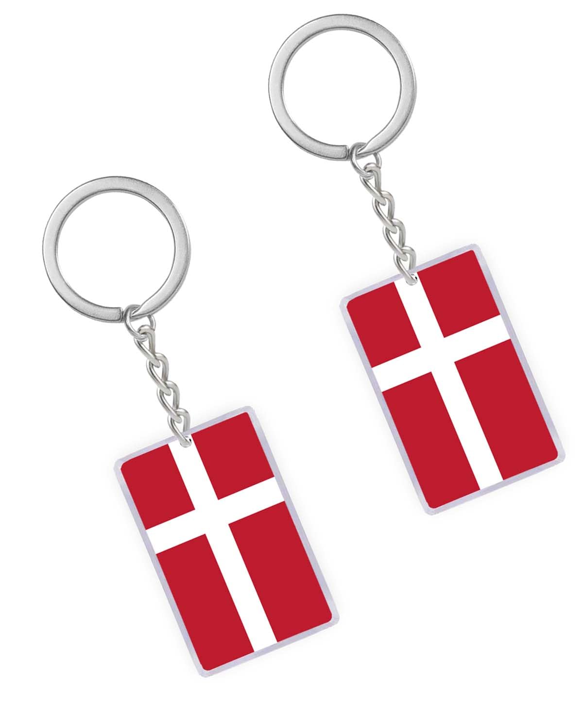 Petite Pine Denmark Flag Key Fob Acrylic Denmark Danish Key Chain Denmark 2 Packs