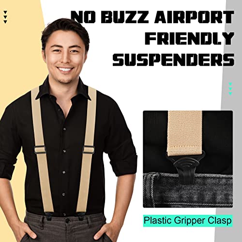 Image of Janmercy 2 Pcs X Back Hidden Suspenders for Men