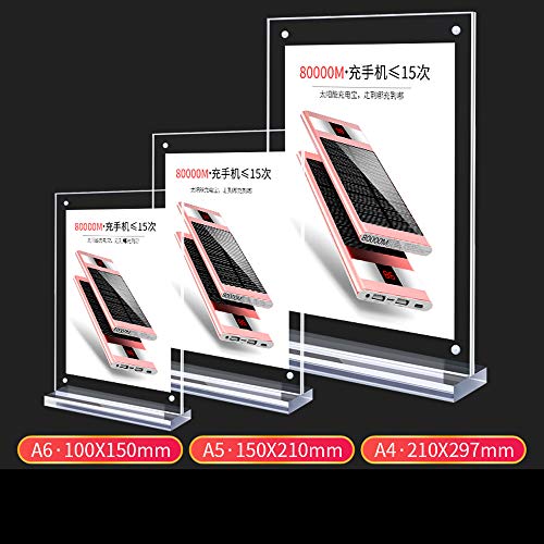 Guoc A4 Soportes de acrílico para Carteles,en Forma de T,de Doble Cara,Ideal para promociones,restaurantes,Marcos de Fotos,Documentos y más