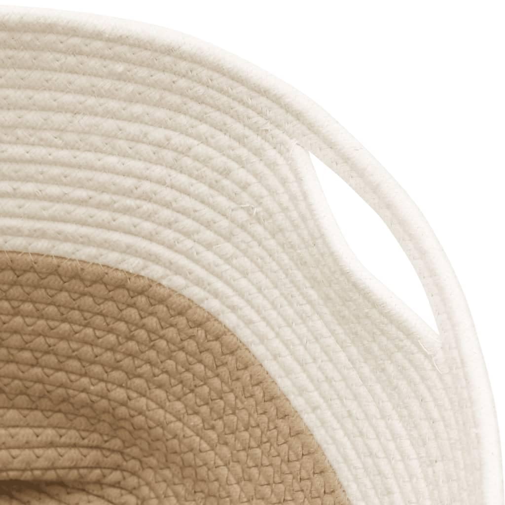 Cesto portaoggetti beige e bianco, diametro 40 x 35 cm, in cotone intrecciato, cestino decorativo per soggiorno, camera da letto, bagno, cucina, corridoio