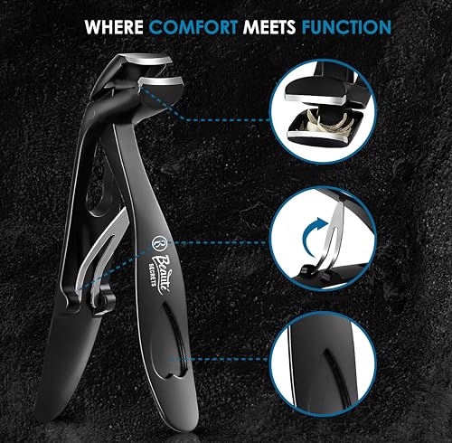 Beauté Secrets Large Nail Clippers 4 times wider jaw opening Nail Cutter, 9mm wide with a 7-shape angled head for precision trimming (BS-PNT-515) - Image 2
