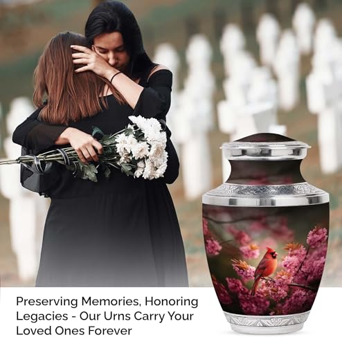 Image of Cardinal Bird Urn Large Urn for Ashes for Women & Men 1 Large & 1 Small | Keepsake Urns for Funeral, Funeral Decorative Ashes