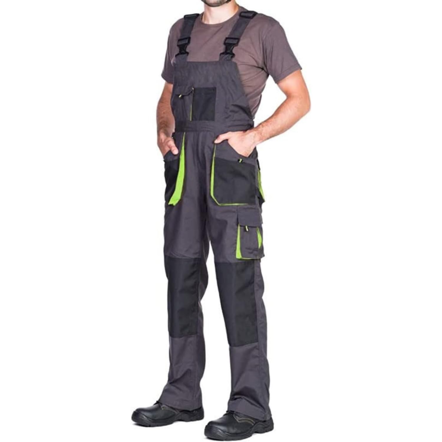 MAZALAT Salopette da Lavoro Uomo - Pantaloni Con Tasche per Imbottitura e Ginocchiere, Tuta Combinata, Taglie S-3XL