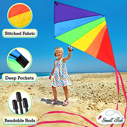 image for SMALL FISH Diamond Kite for Kids and Adults, Rainbow Kite Large 47