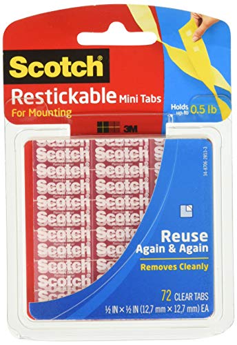 Scotch - Restickable Tabs, (0.5 Squares Inches), (72 Tabs), (6-Pack)
