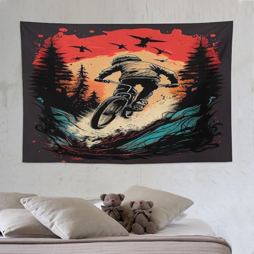 Tapis Mural Vélo de Montagne pour une Décoration Esthétique de Chambre à Coucher Moderne