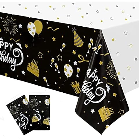 Black Gold Happy Birthday Table Covers Cover