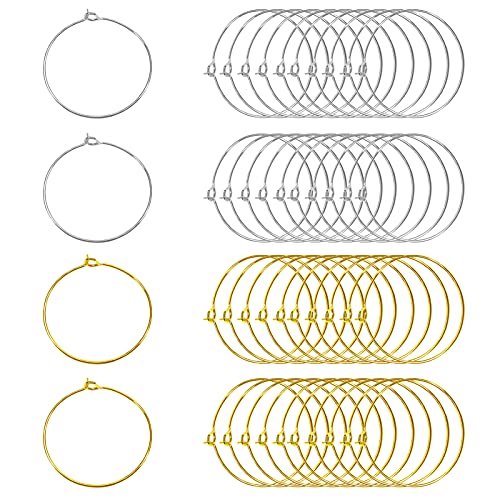 Toaob Aros Para Pendientes 100 Piezas Pendientes De Aro 25 Mm Aros De Alambre Tono Plateado Y Oro Anillos De Abalorios De Copa De Vino Para Hacer Manualidades Diy Favores De Fiesta