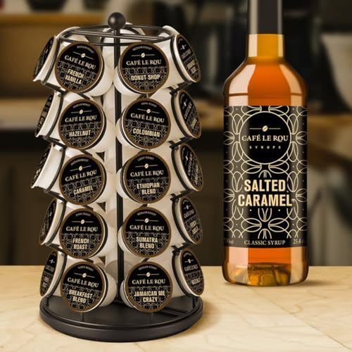 Image of NEW Cafe Le Rou Salted Caramel Coffee Syrup 25.4 oz (Caramel, 1-pack)*Includes 1 Syrup Dispensers*Flavoring Syrup for Tea and Coffee