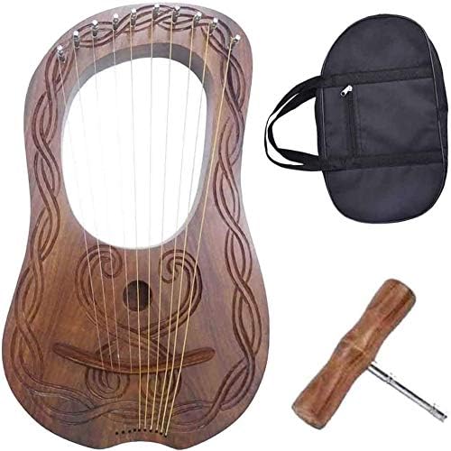 LYRA HARP 10 METAL STRINGS HAND ENGRAVED/LYRE HARP VARIOUS DESIGNS (Natural Celtic Harp)