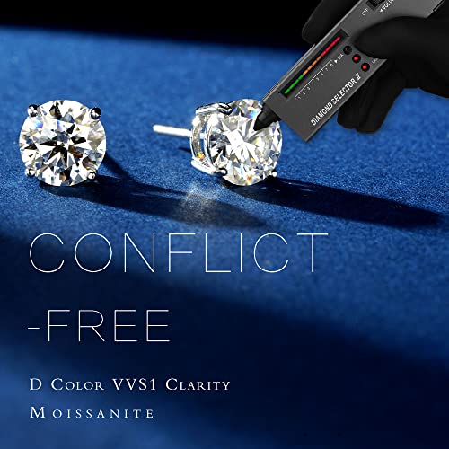 0.2-4ct Moissanite Screw Back Earrings, Round D Color VVS1 Clarity Conflict Free Lab Created Moissanite Stud Earrings 14K White Yellow Rose Gold Vermeil for Women & Men Gift3