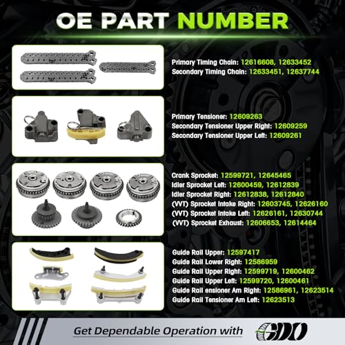 Image of 3.6 Timing Chain Kit W /VVT Sprocket 9-0753SVVT for 2007-2015 Chevy GMC Cadillac Buick Saturn Pontiac Suzuki Saab V6 Engine 3.6L 3.0L Replace# 12603745 Cadena De Tiempo Kit