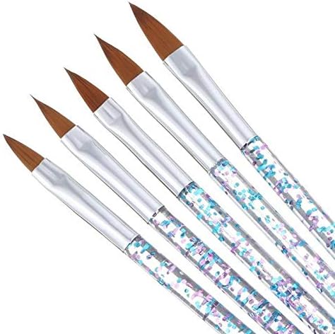 Nail Pens 5Pcs/Set Professional Nail Art Brush Tools Set Crystal Handle Acrylic Carving Glitter Pen Nail Brush Set for Nail Art Tools for Nail Art
