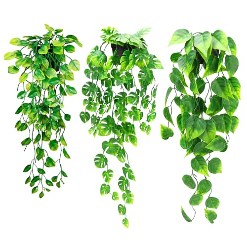 AIDUCHO 3 Stück Kunstpflanze, Hängepflanze Künstlich mit Topf 50-60cm, Simulation Efeu Künstliche Pflanzen Rebe Grünpflanze, Plastik Kunstpflanze Hängend für Wohnzimmer, Zimmer, Garten Wanddekoration AIDUCHO 3 Stück Kunstpflanze, Hängepflanze Künstlich mit Topf 50-60cm, Simulation Efeu Künstliche Pflanzen Rebe Grünpflanze, Plastik Kunstpflanze Hängend für Wohnzimmer, Zimmer, Garten Wanddekoration