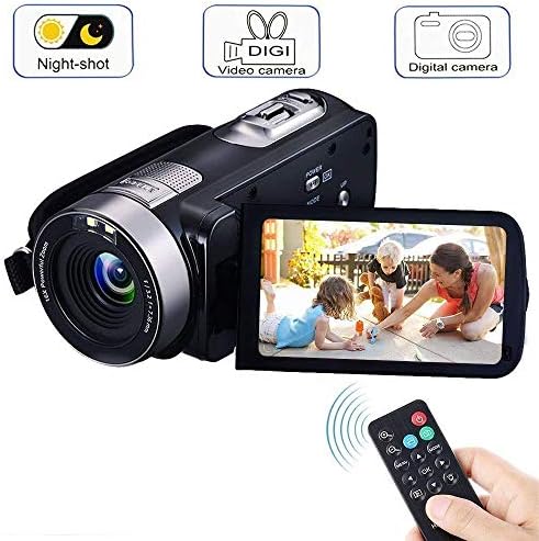 Digital Camcorder, Mengyasi Portable Video Camcorder with IR Night Vision HD 1080P 24MP 16X Digital Zoom Remote Control Handheld Camcorder with 3" LCD Screen (2 Batteries Included)