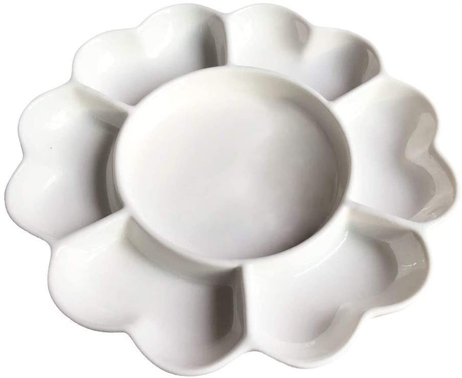 BATLAM Porzellan-Keramik-Palette, gemischtes Tablettbrett (Blumen-Mischpalette 5,6 Zoll / 14,5 cm) (Color : Flower Mixing Plate 7well 6.5") (Flower Mixing Plate 7well 6.5")