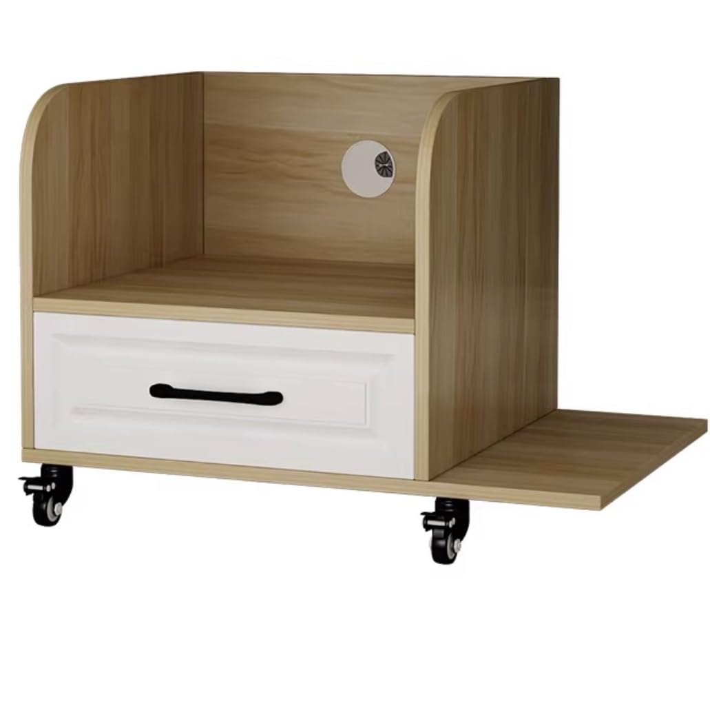 Regal für Drucker Beweglicher Druckerständer Unter Dem Schreibtisch Mit Kabelführungslöchern Und Druckerregal Mit Aufbewahrungsschublade Druckerhalter(A,74 * 40 * 45cm)