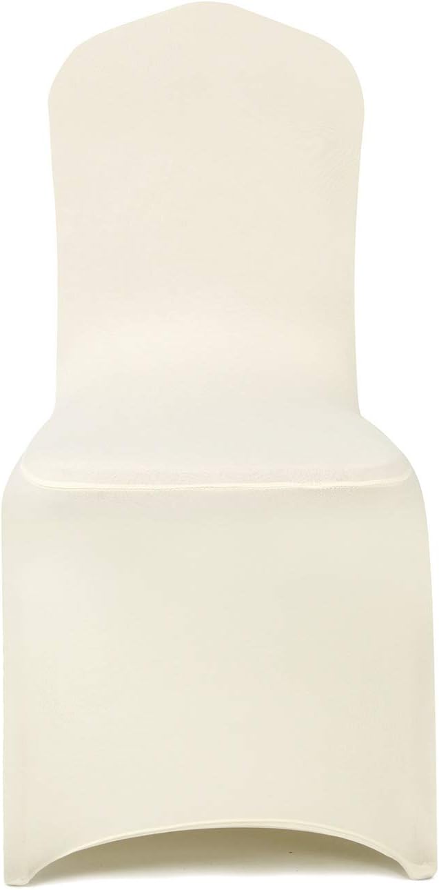 Peomeise 12pcs Stretch Spandex Chair Cover for Wedding Party Dining Banquet Event (Ivory, 12)