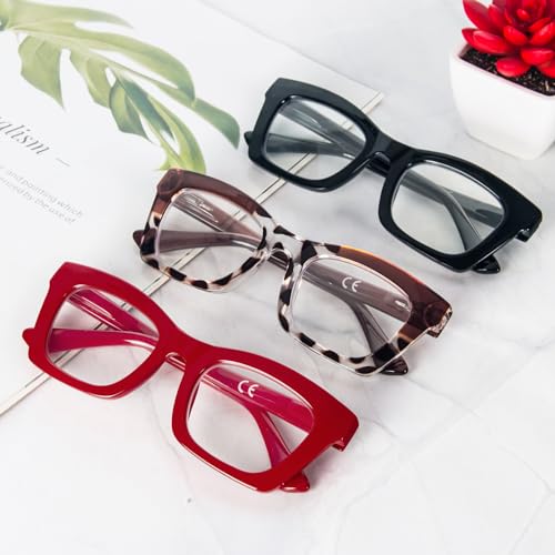 reavee oprah style reading glasses for women blue light blocking stylish oversized computer readers spring hinge