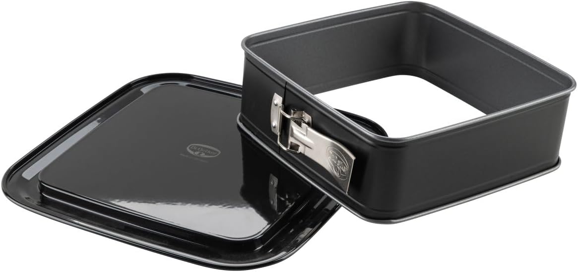 Dr. Oetker Square Springform Cake Tin with Enamel Serving Base - Perfect for Cakes and Tarts, 29 x 29 x 8.5 cm, Non-Stick, Heat Resistant