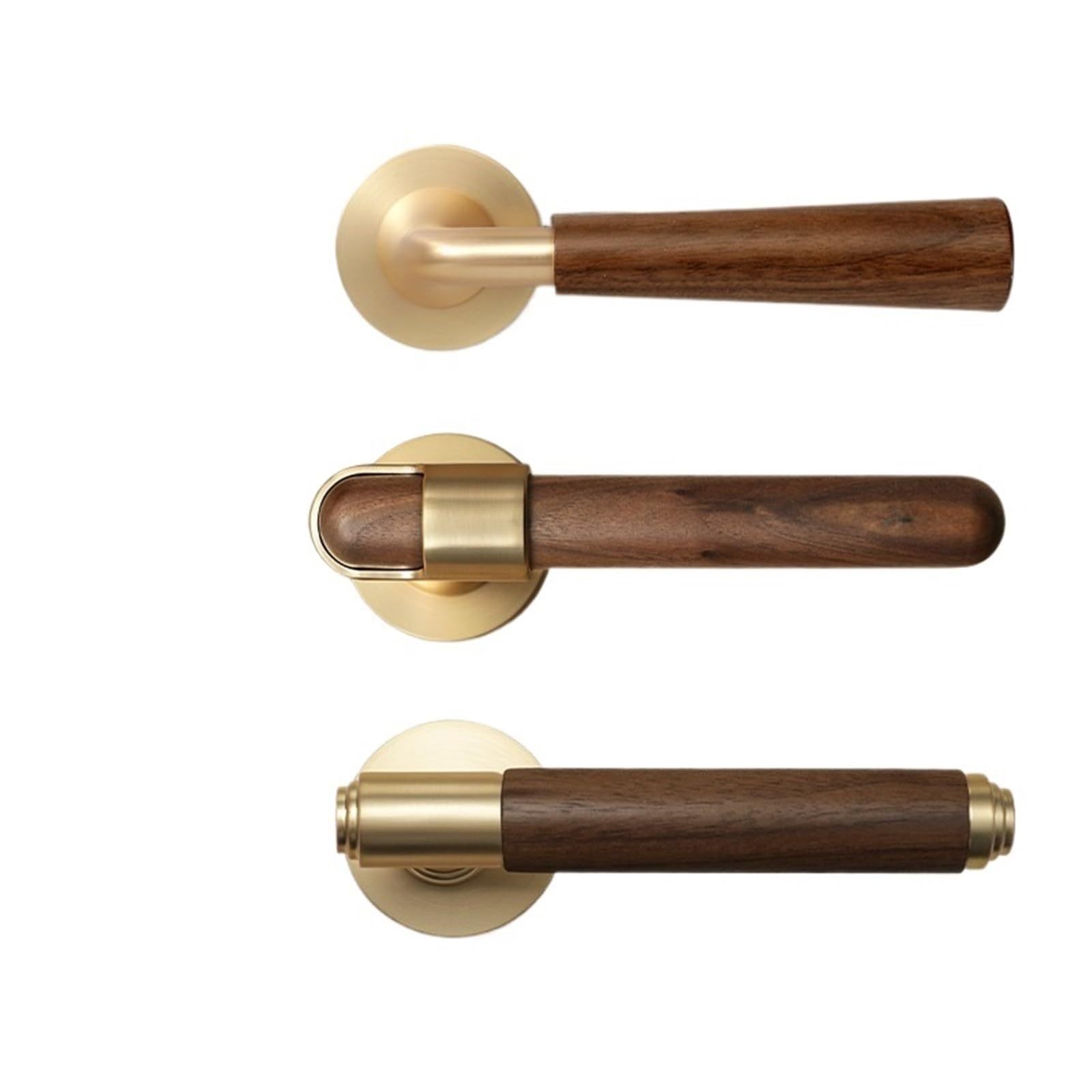 Sxolcoufoh Brushed Copper A Walnut Indoor Wooden Door Split Handle Lock 1Pcs(Brushed Copper A)