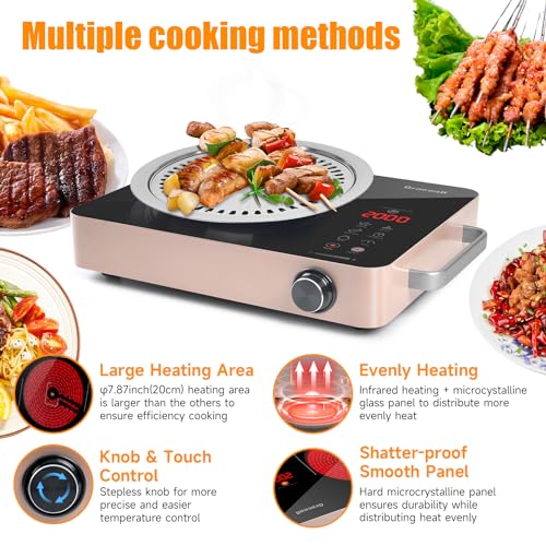 2000W Electric Hot Plate Single Burner, Portable Stove Top Burner 110V Kitchen Stove Countertop Burner for Cooking Outdoor Indoor (Korean BBQ Plate Included) - Image 5