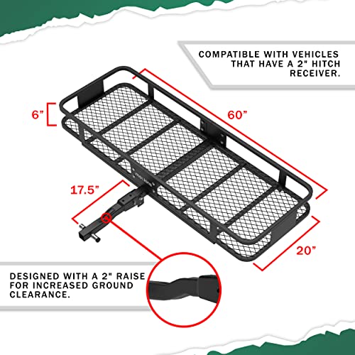 Mockins 60"x20"x6" Cargo Carrier Hitch Mount 500lb Cap. Folding Hitch