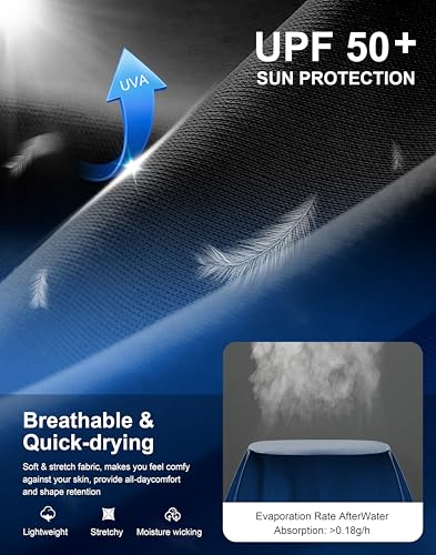 Image of Men's Sun Protection Hoodie Shirts Long Sleeve UPF 50+ Swim Shirts for Men Rash Guard Fishing Shirt Quick Dry